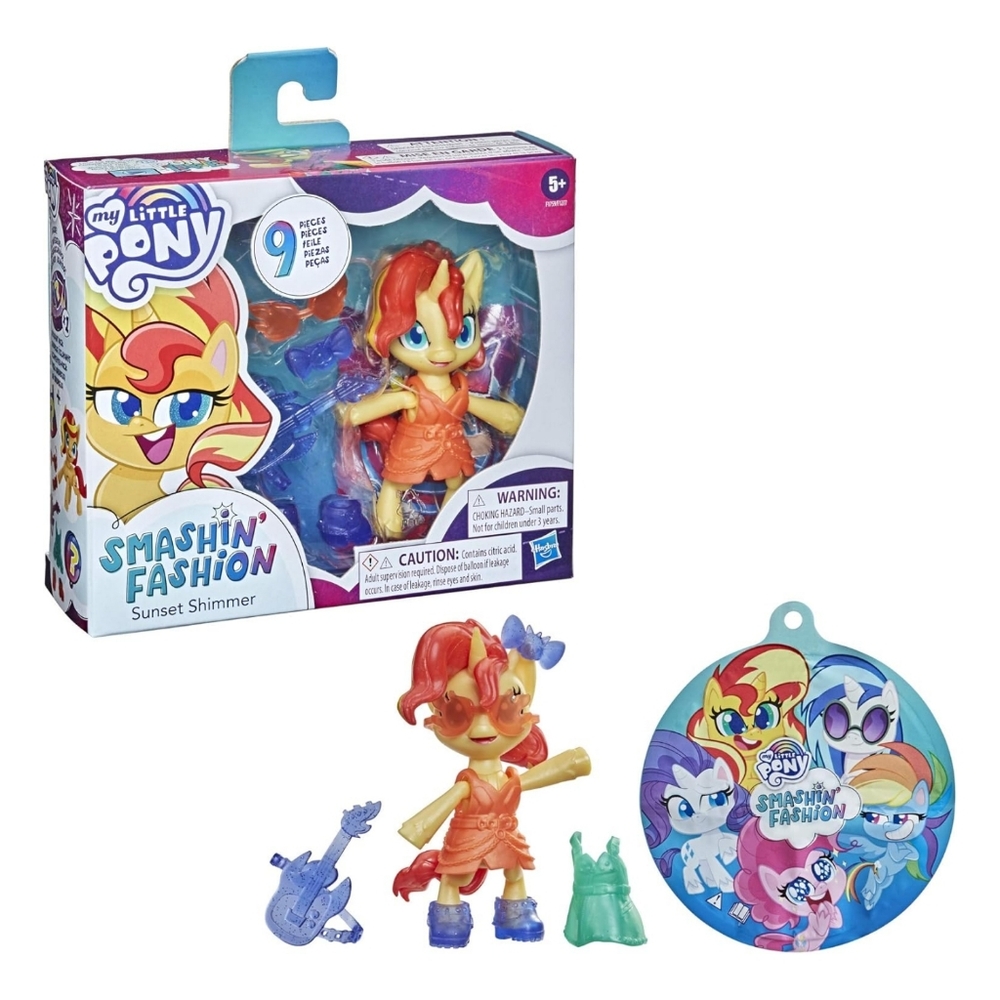 NEW My Little Pony Smashin’ Fashion Sunset Shimmer Set 3" Poseable Figure 9 Pcs - Picture 2 of 7